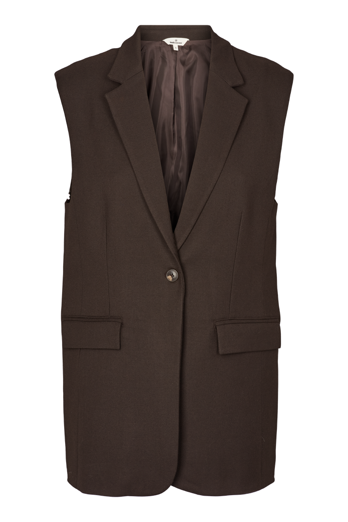 Basic Apparel Marjorie Long Vest Veste 709 Chocolate torte